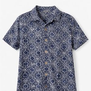 Navy Blue Patterned Shirt